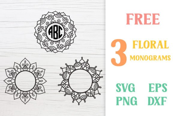3 Floral Monograms - SVG Cut Files for Graphics and Crafts