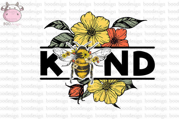 Retro Bee Kind Wild Flower PNG: A Graphic Design Asset for Crafts and Handmade Projects